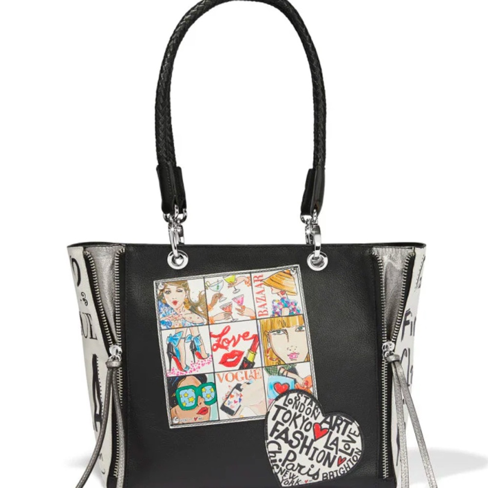 Brighton Fashionista Cover Girls Tote Bag with Fashion Print NEW - Picture 2 of 7